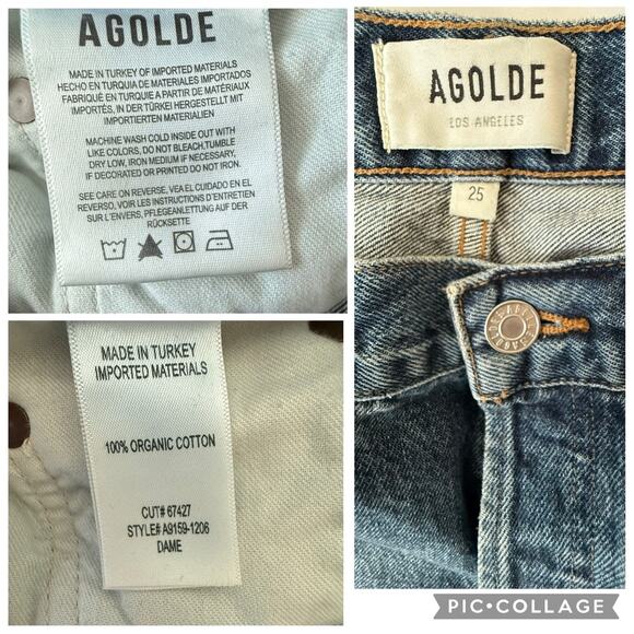 Agolde Dame High Rise Button Fly Wide Leg Jeans Control Size 25 Baggy Skater - Picture 13 of 16